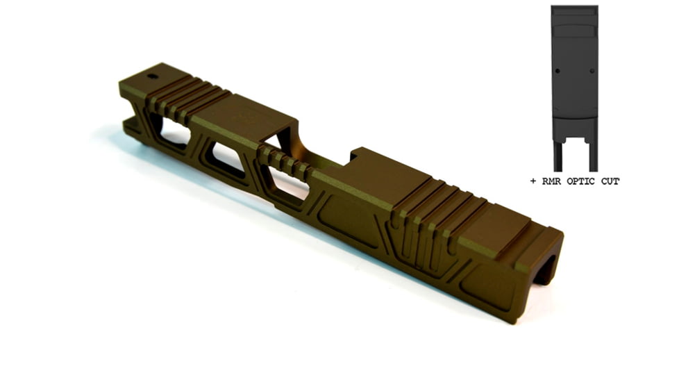 Gun Cuts Cyberpunk Slide for Glock 19, Optic Cut, Burnt Bronze, GC-G19-CYB-BBR-RMR