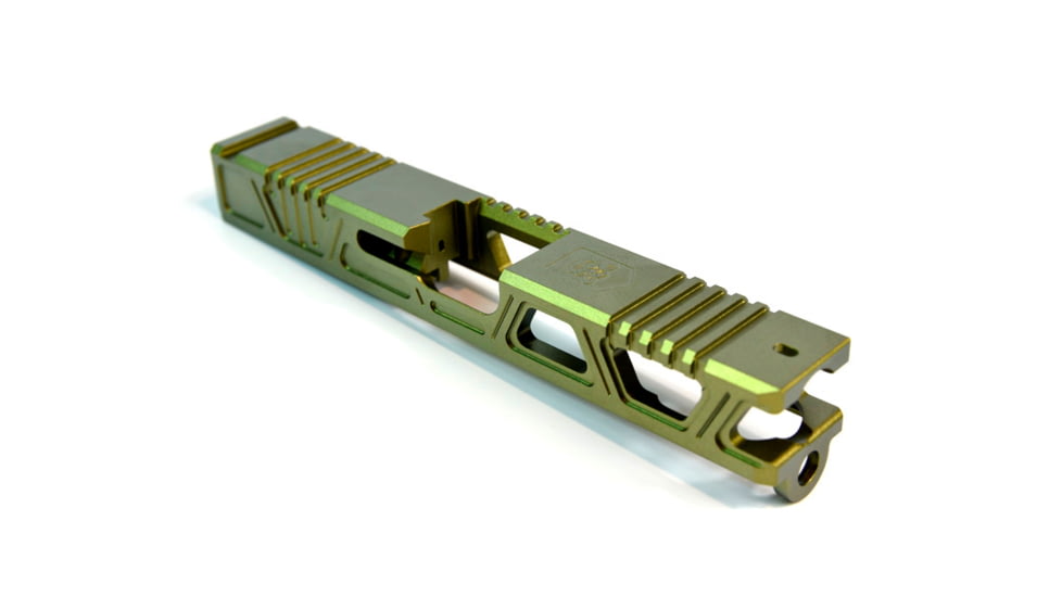 Gun Cuts Cyberpunk Slide for Glock 19, Optic Cut, Leprechaun Gold, GC-G19-CYB-LGO-RMR