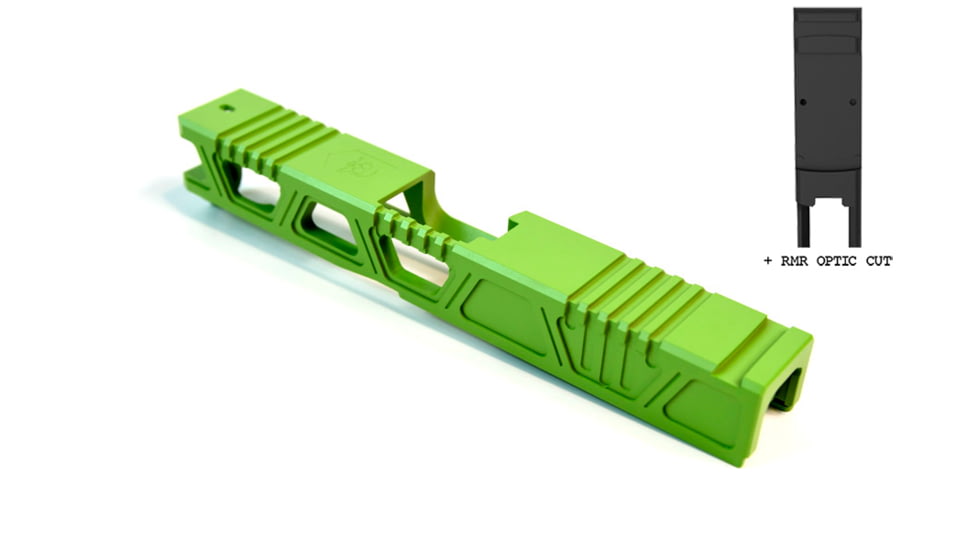 Gun Cuts Cyberpunk Slide for Glock 19, Optic Cut, Zombie Green, GC-G19-CYB-ZGR-RMR