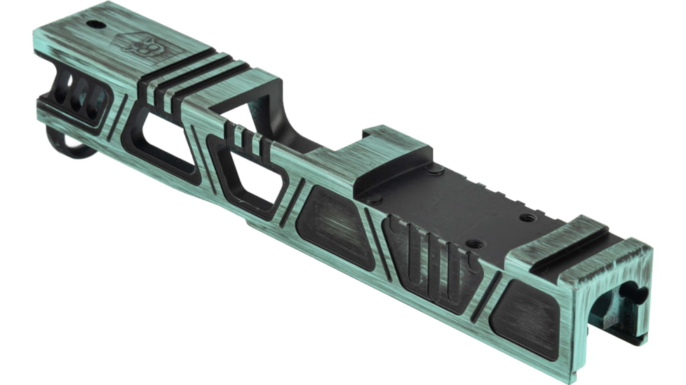 Gun Cuts Cyberpunk Slide for Glock 43/43X, Optic Cut, Battleworn Robbins Egg Blue, GC-G43-CYB-REBBW-RMR
