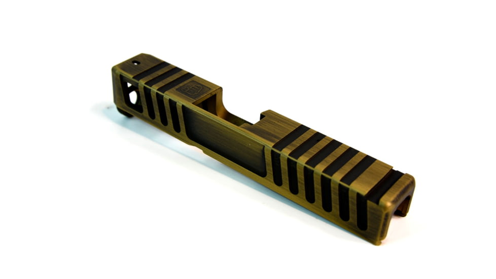 Gun Cuts Juggernaut Slide for Glock 26, No Optic Cut, Battleworn Gold, GC-G26-JUG-GOLBW-NO