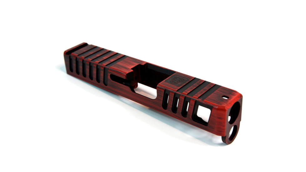 Gun Cuts Juggernaut Slide for Glock 26, No Optic Cut, Battleworn USMC Red, GC-G26-JUG-UREBW-NO