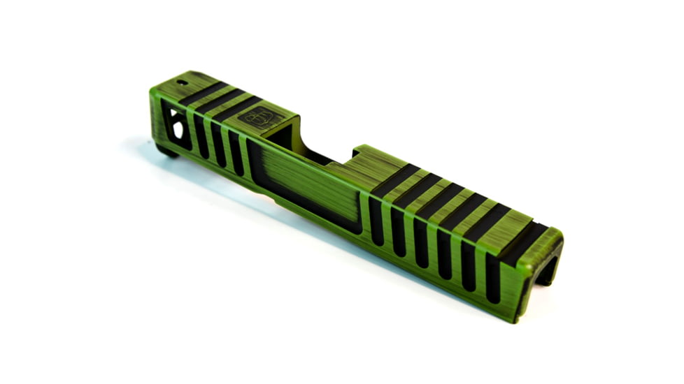 Gun Cuts Juggernaut Slide for Glock 26, No Optic Cut, Battleworn Zombie Green, GC-G26-JUG-ZGRBW-NO