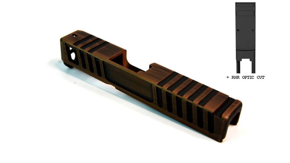 Gun Cuts Juggernaut Slide for Glock 26, Optic Cut, Battleworn Copper, GC-G26-JUG-COPBW-RMR