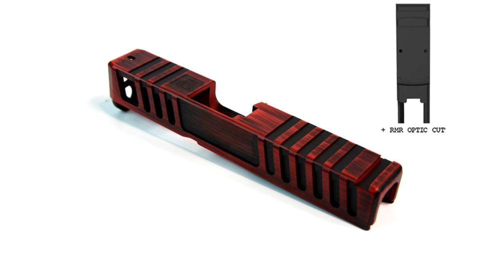 Gun Cuts Juggernaut Slide for Glock 26, Optic Cut, Battleworn USMC Red, GC-G26-JUG-UREBW-RMR