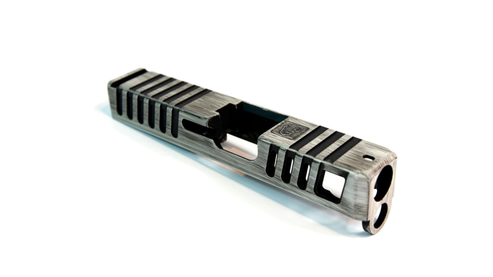 Gun Cuts Juggernaut Slide for Glock 26, Optic Cut, Battleworn White, GC-G26-JUG-SWHBW-RMR