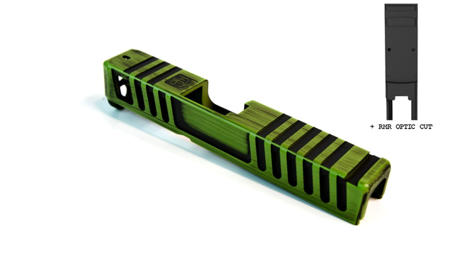 Gun Cuts Juggernaut Slide for Glock 26, Optic Cut, Battleworn Zombie Green, GC-G26-JUG-ZGRBW-RMR