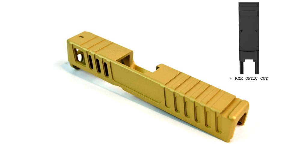 Gun Cuts Juggernaut Slide for Glock 26, Optic Cut, Gold, GC-G26-JUG-GOL-RMR