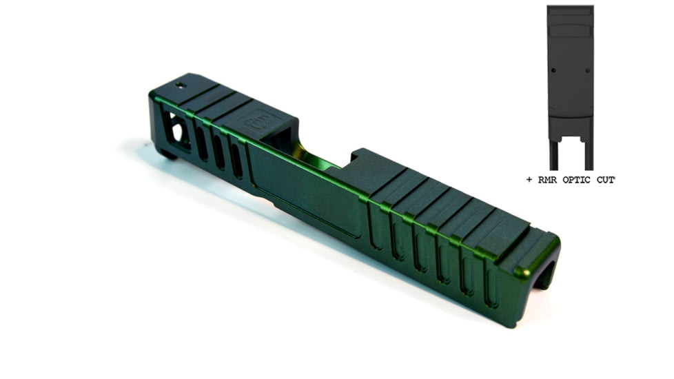 Gun Cuts Juggernaut Slide for Glock 26, Optic Cut, Radioactive Green, GC-G26-JUG-RGR-RMR