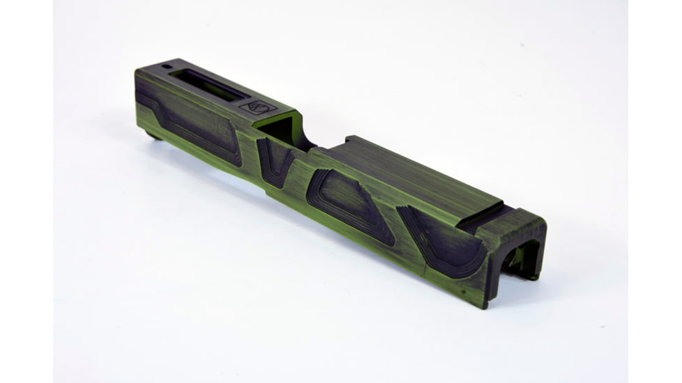 Gun Cuts Roswell Slide for Glock 19, No Optic Cut, Battleworn Zombie Green, GC-G19-ROS-ZGRBW-NO