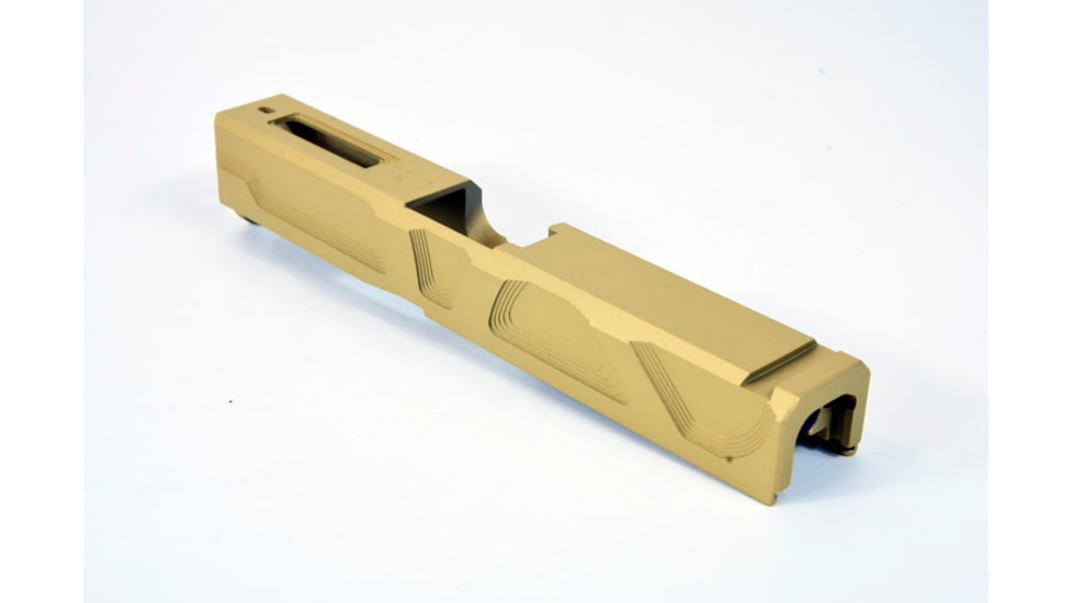 Gun Cuts Roswell Slide for Glock 19, No Optic Cut, Gold, GC-G19-ROS-GOL-NO