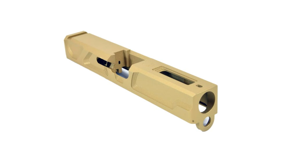 Gun Cuts Roswell Slide for Glock 19, No Optic Cut, Gold, GC-G19-ROS-GOL-NO