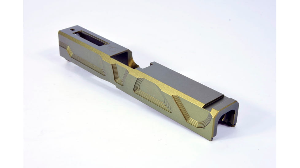 Gun Cuts Roswell Slide for Glock 19, No Optic Cut, Leprechaun Gold, GC-G19-ROS-LGO-NO