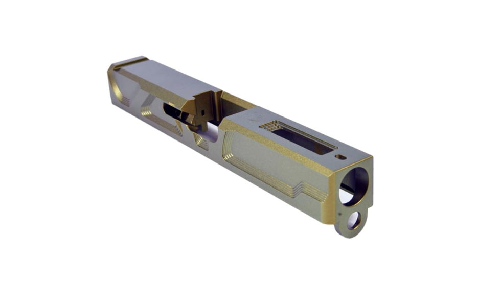 Gun Cuts Roswell Slide for Glock 19, No Optic Cut, Leprechaun Gold, GC-G19-ROS-LGO-NO