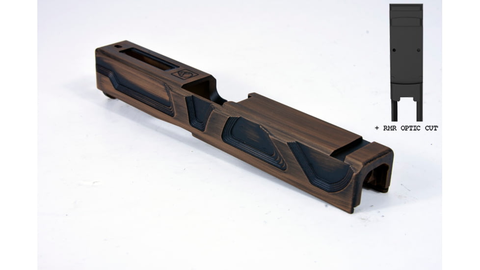 Gun Cuts Roswell Slide for Glock 19, Optic Cut, Battleworn Copper, GC-G19-ROS-COPBW-RMR