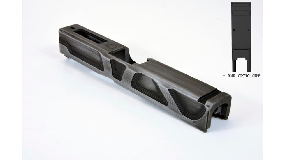 Gun Cuts Roswell Slide for Glock 19, Optic Cut, Battleworn Silver, GC-G19-ROS-CSIBW-RMR