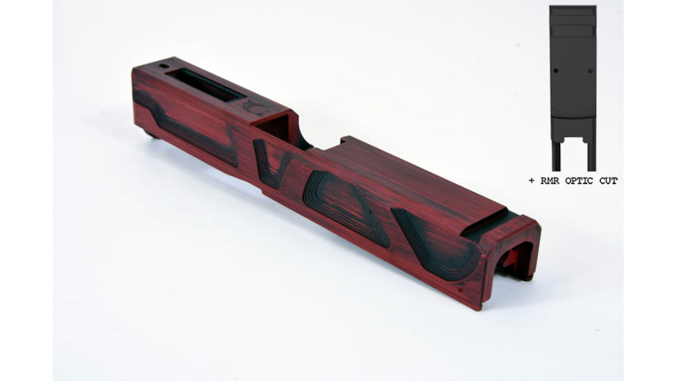 Gun Cuts Roswell Slide for Glock 19, Optic Cut, Battleworn USMC Red, GC-G19-ROS-UREBW-RMR