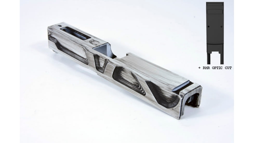 Gun Cuts Roswell Slide for Glock 19, Optic Cut, Battleworn White, GC-G19-ROS-SWHBW-RMR