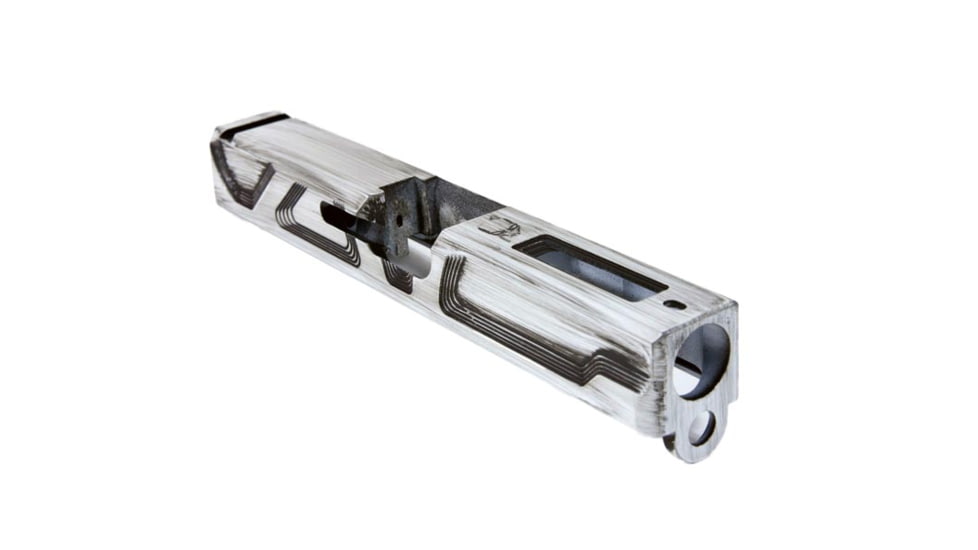 Gun Cuts Roswell Slide for Glock 19, Optic Cut, Battleworn White, GC-G19-ROS-SWHBW-RMR