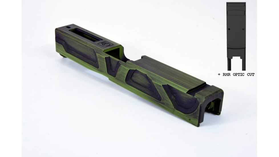 Gun Cuts Roswell Slide for Glock 19, Optic Cut, Battleworn Zombie Green, GC-G19-ROS-ZGRBW-RMR