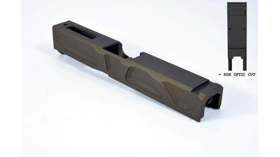 Gun Cuts Roswell Slide for Glock 19, Optic Cut, Burnt Bronze, GC-G19-ROS-BBR-RMR