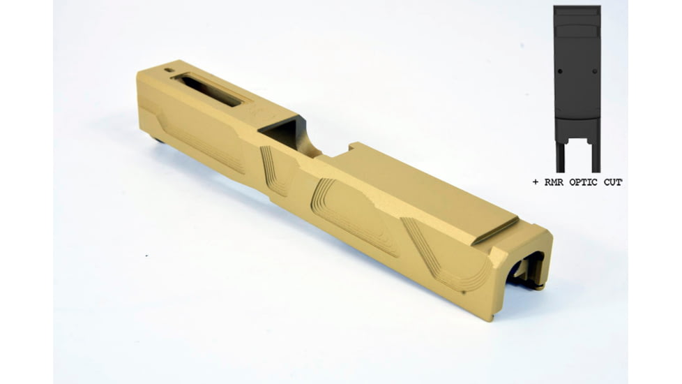 Gun Cuts Roswell Slide for Glock 19, Optic Cut, Gold, GC-G19-ROS-GOL-RMR