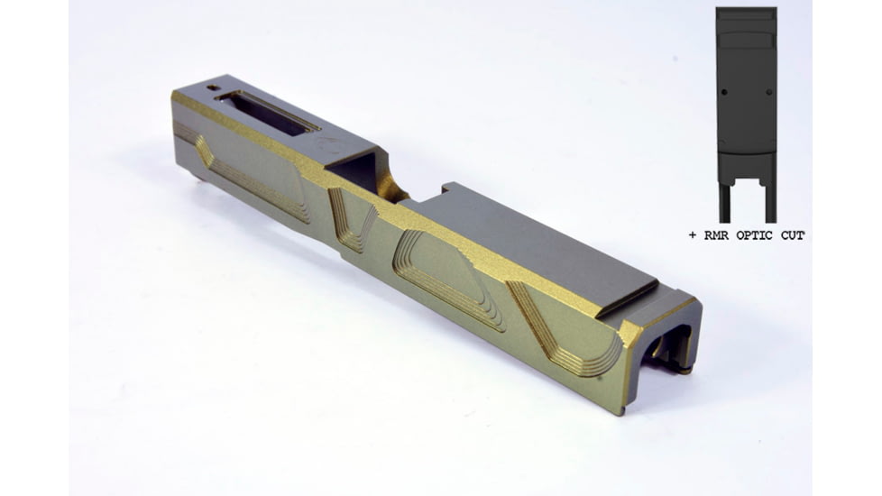 Gun Cuts Roswell Slide for Glock 19, Optic Cut, Leprechaun Gold, GC-G19-ROS-LGO-RMR