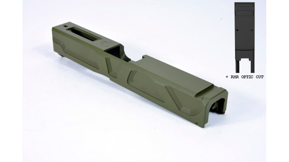 Gun Cuts Roswell Slide for Glock 19, Optic Cut, Noveske Bazooka Green, GC-G19-ROS-NBG-RMR