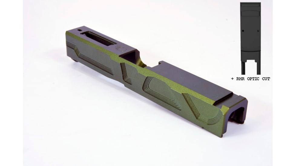 Gun Cuts Roswell Slide for Glock 19, Optic Cut, Radioactive Green, GC-G19-ROS-RGR-RMR