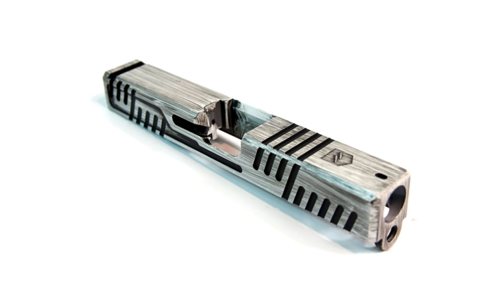 Gun Cuts Shift Slide for Glock 19, No Optic Cut, Battleworn White, GC-G19-SHF-SWHBW-NO