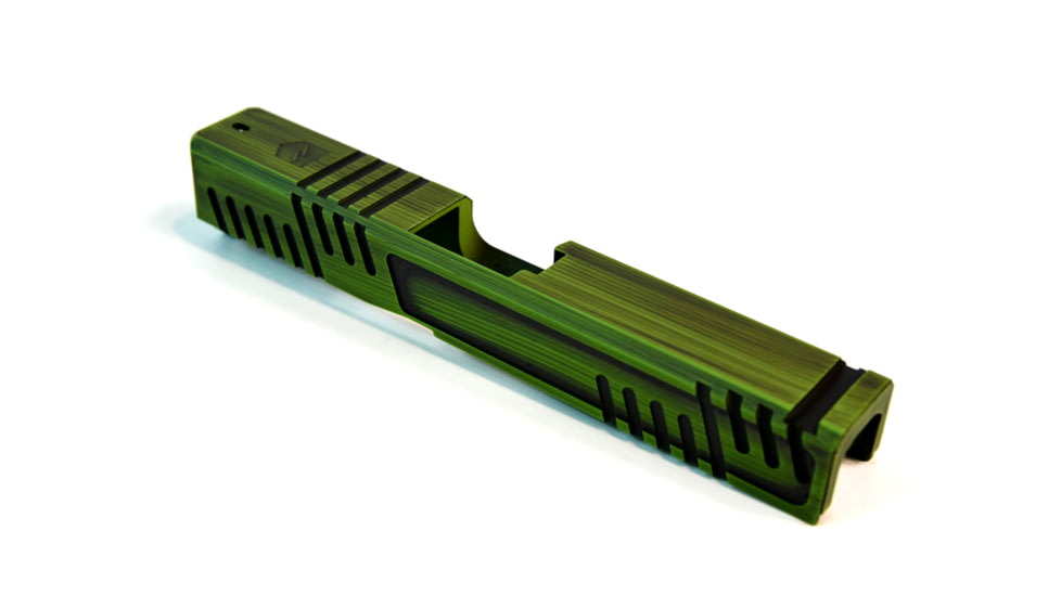 Gun Cuts Shift Slide for Glock 19, No Optic Cut, Battleworn Zombie Green, GC-G19-SHF-ZGRBW-NO