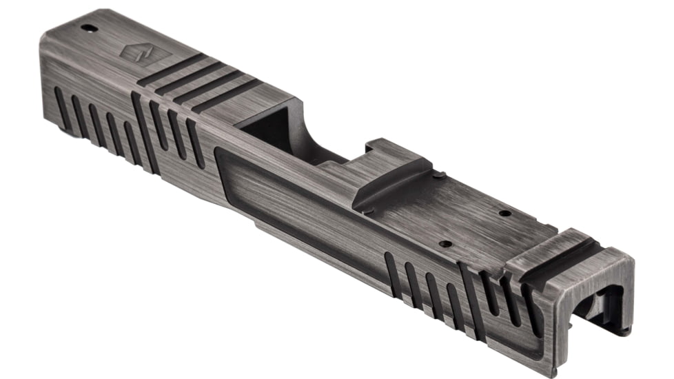 Gun Cuts Shift Slide for Glock 19, Optic Cut, Battleworn Silver, GC-G19-SHF-CSIBW-RMR