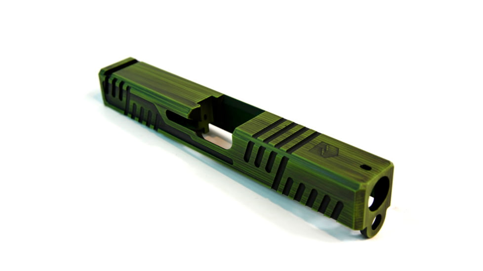 Gun Cuts Shift Slide for Glock 19, Optic Cut, Battleworn Zombie Green, GC-G19-SHF-ZGRBW-RMR
