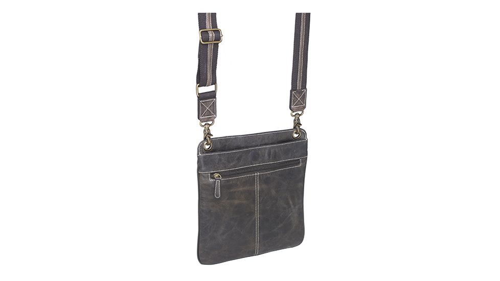 Gun Tote'n Mamas Concealed Carry Buffalo Leather Vintage Crossbody Flat Sac, Vintage Brown Distress GTM-CZY/01