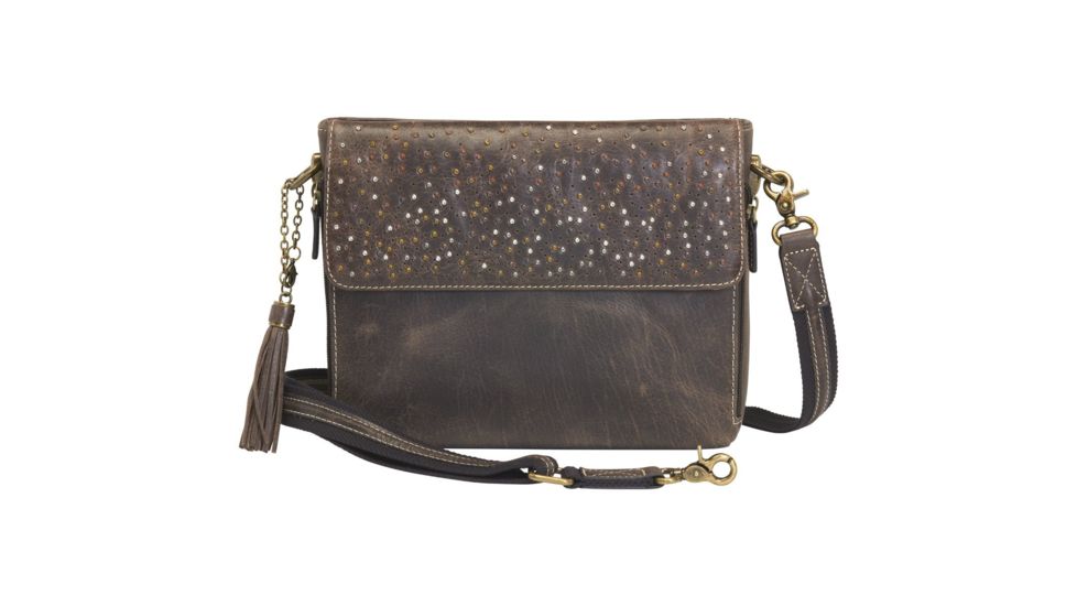 Gun Tote'n Mamas Concealed Carry Clutch Purse, Distressed Leather, Brown, GTM-CZY/22