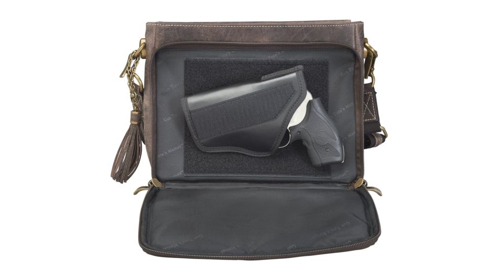 Gun Tote'n Mamas Concealed Carry Clutch Purse, Distressed Leather, Brown, GTM-CZY/22