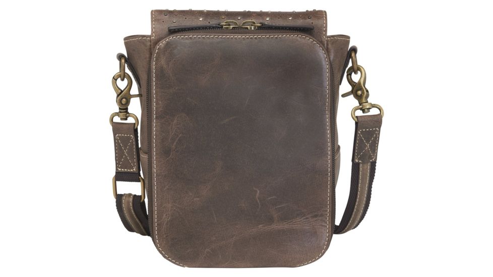 Gun Tote'n Mamas Concealed Carry Distressed Leather Cross Body Satchel, Brown, GTM-CZY/80
