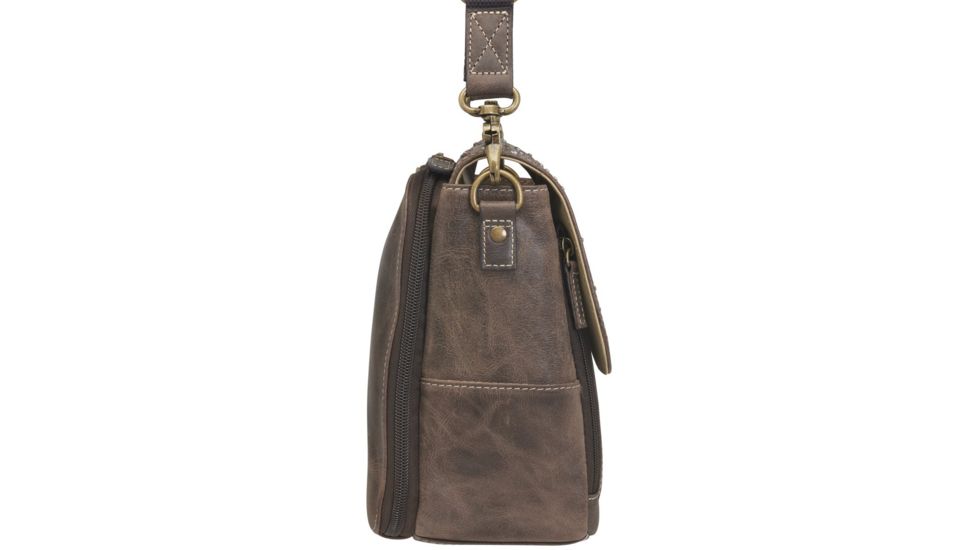 Gun Tote'n Mamas Concealed Carry Distressed Leather Cross Body Satchel, Brown, GTM-CZY/80