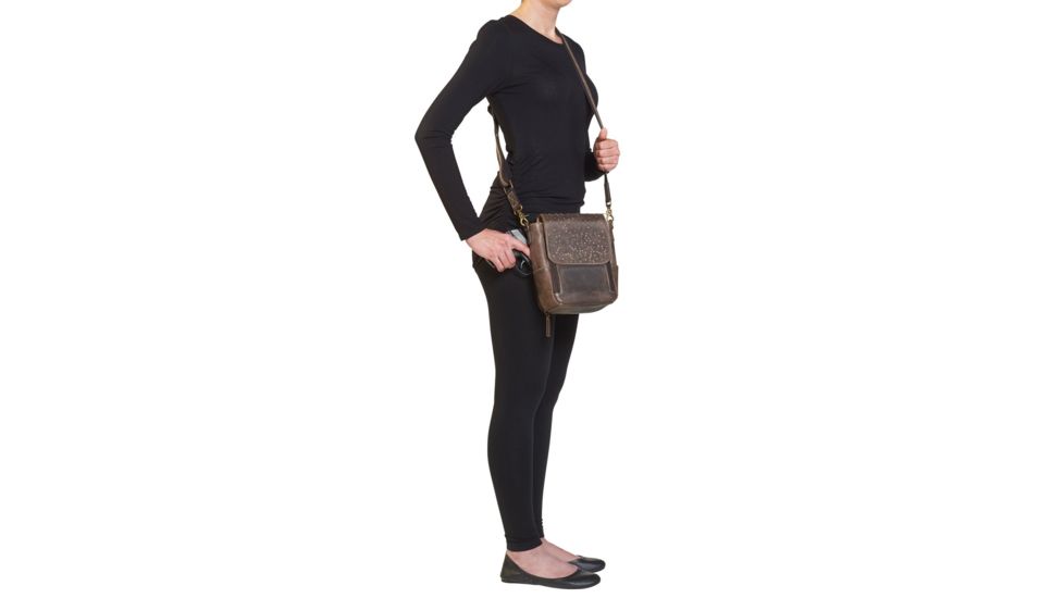 Gun Tote'n Mamas Concealed Carry Distressed Leather Cross Body Satchel, Brown, GTM-CZY/80