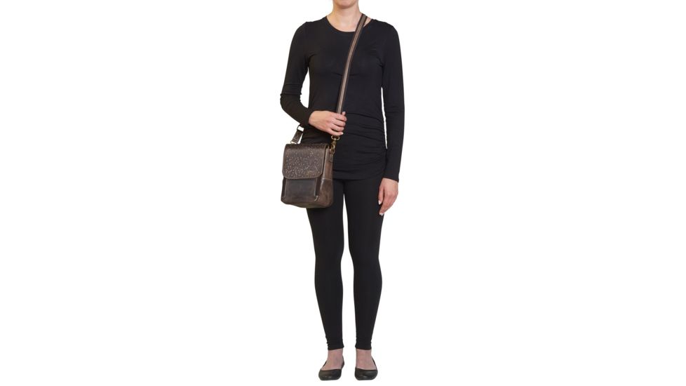 Gun Tote'n Mamas Concealed Carry Distressed Leather Cross Body Satchel, Brown, GTM-CZY/80