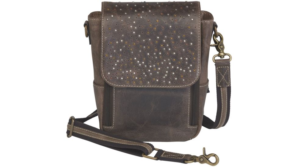 Gun Tote'n Mamas Concealed Carry Distressed Leather Cross Body Satchel, Brown, GTM-CZY/80