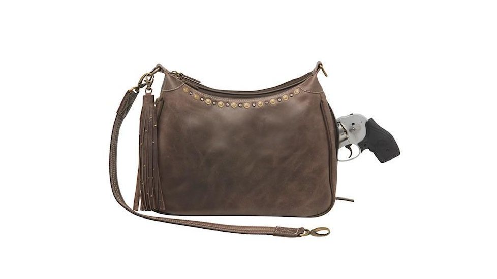 Gun Tote'n Mamas Concealed Carry Hobo Purse, Distressed Leather, Brown, GTM-CZY/70