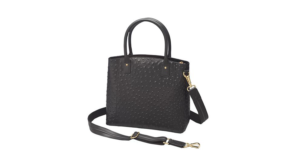 Gun Tote'n Mamas Ostrich Debossed Cowhide Purse, Black 290620