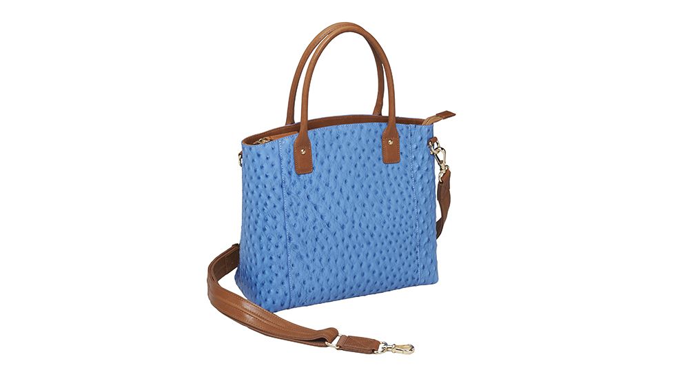 Gun Tote'n Mamas Ostrich Debossed Cowhide Purse, Blue 290621