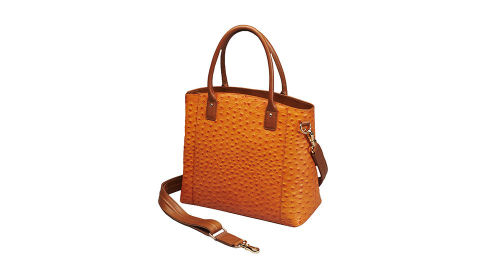 Gun Tote'n Mamas Ostrich Debossed Cowhide Purse, Orange 290622