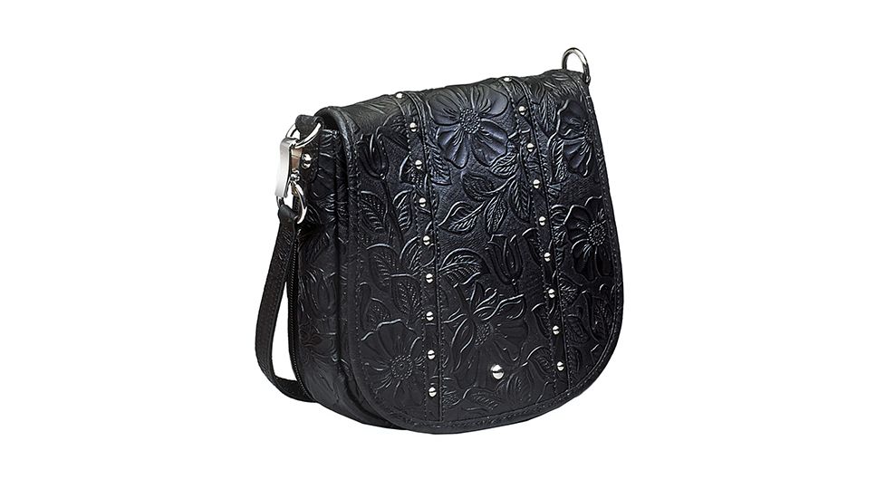Gun Tote'n Mamas Simple Bling Tooled Leather Bag, Black 290587