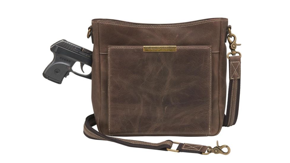 Gun Tote'n Mamas Concealed Carry Slim X-Body, Distressed Leather, Brown, GTM-CZY/98