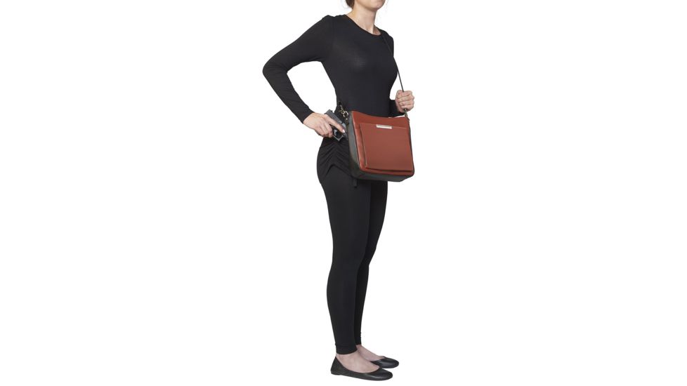 Gun Tote'n Mamas Concealed Carry Slim X-Body, Pebble Grain Cowhide, Cinnamon/Black, GTM-98/CINM