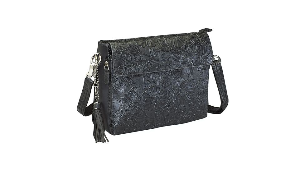 Gun Tote'n Mamas Concealed Carry Tooled American Cowhide Handbag, Black GTM-22/BK