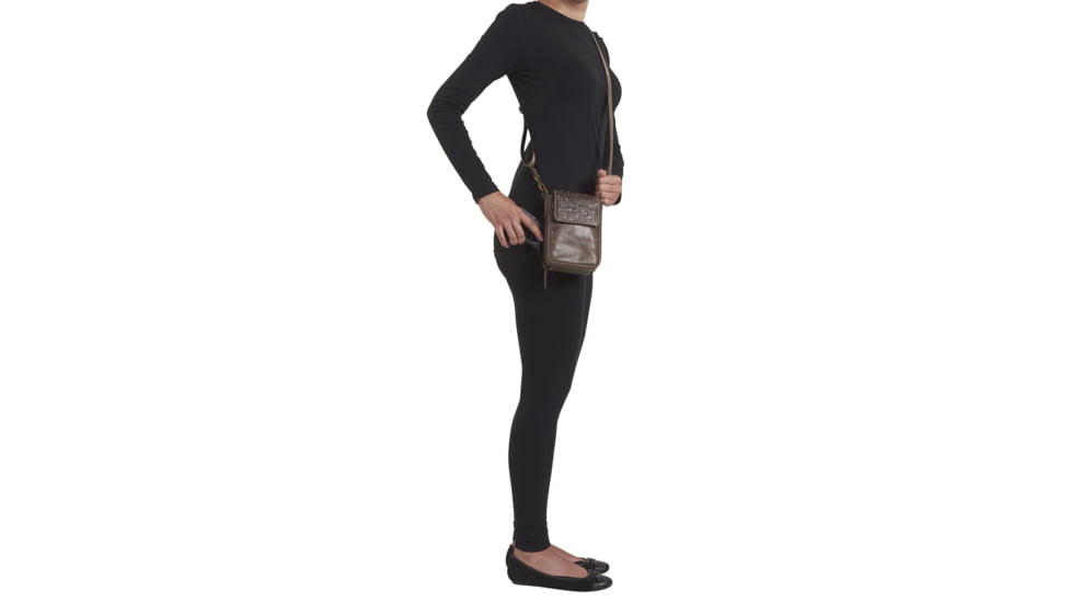 Gun Tote'n Mamas Concealed Carry X-Body Smartphone Pouch, Distressed Leather, Brown, GTM-CZY/07